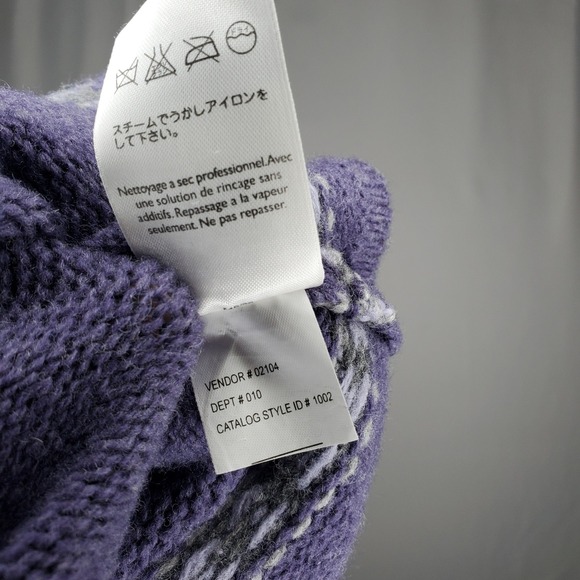 Eddie Bauer Sweater Womens Tall XXL Lambswool Fair Isle Boxy Purple Pullover - Picture 10 of 10